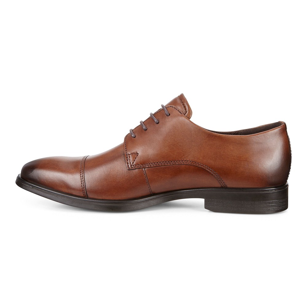 ECCO Mens Dress Shoes Brown - Melbourne Cap Toe Tie - JBI-672053